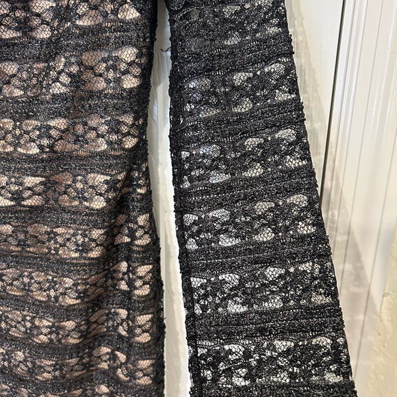 Bebe (Small) single sleeve dress.Sleeve see-through. black mesh w/tan lining. - Picture 3 of 9